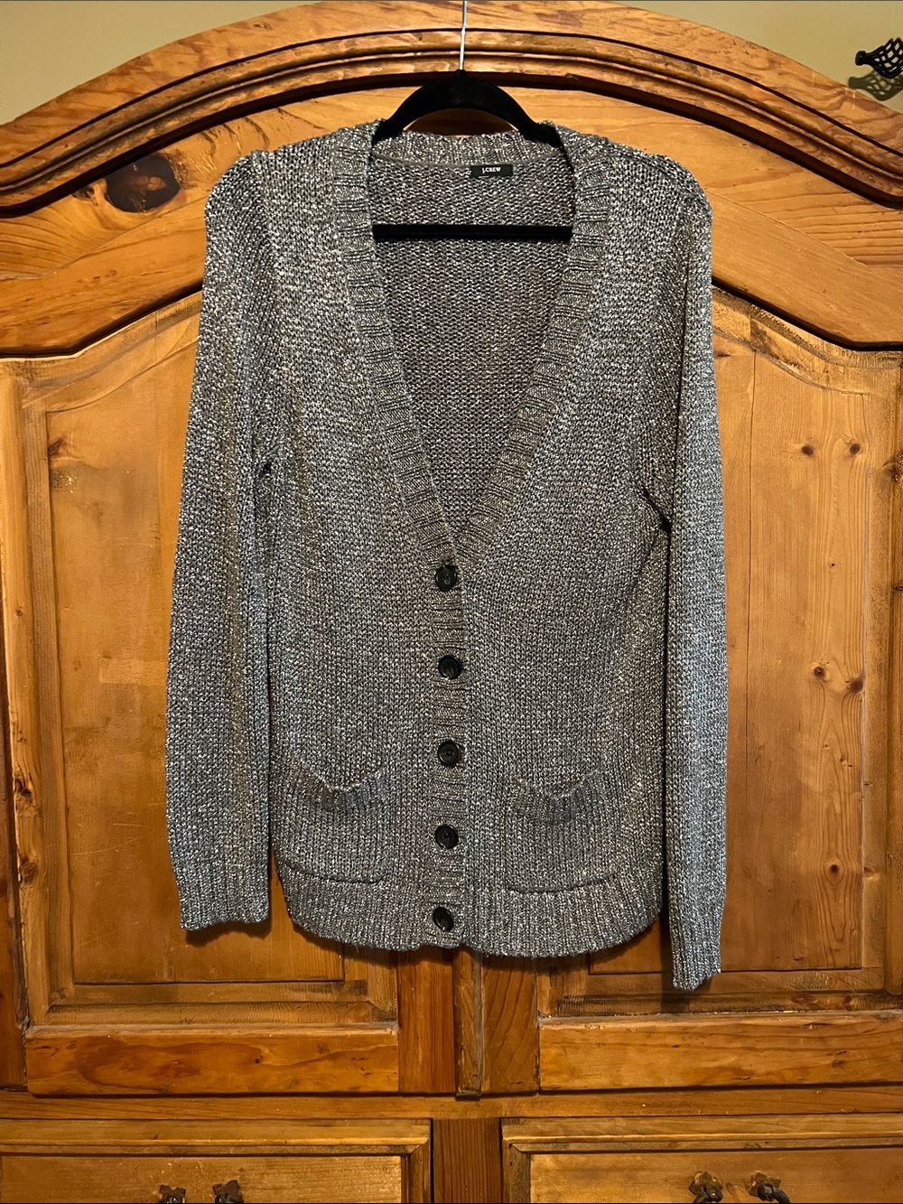J. Crew Silver Gray Button-Up Knit Cardigan